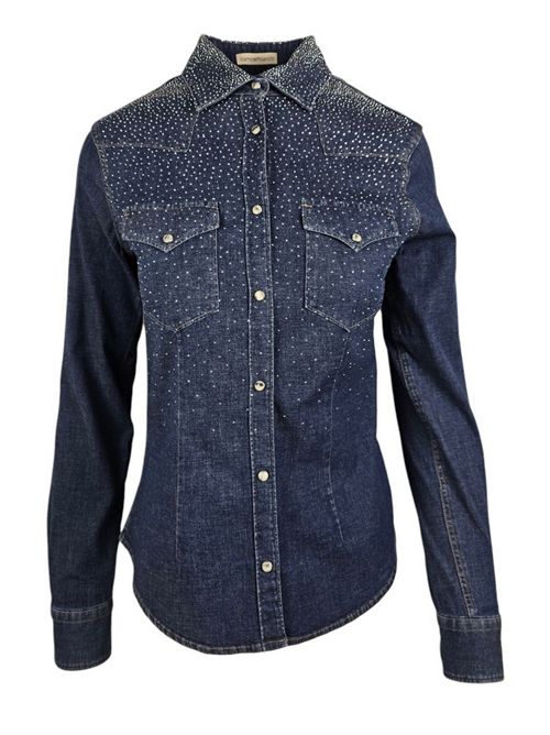 camicia donna in denim con borchie Camicetta Snob | 545P-31426225